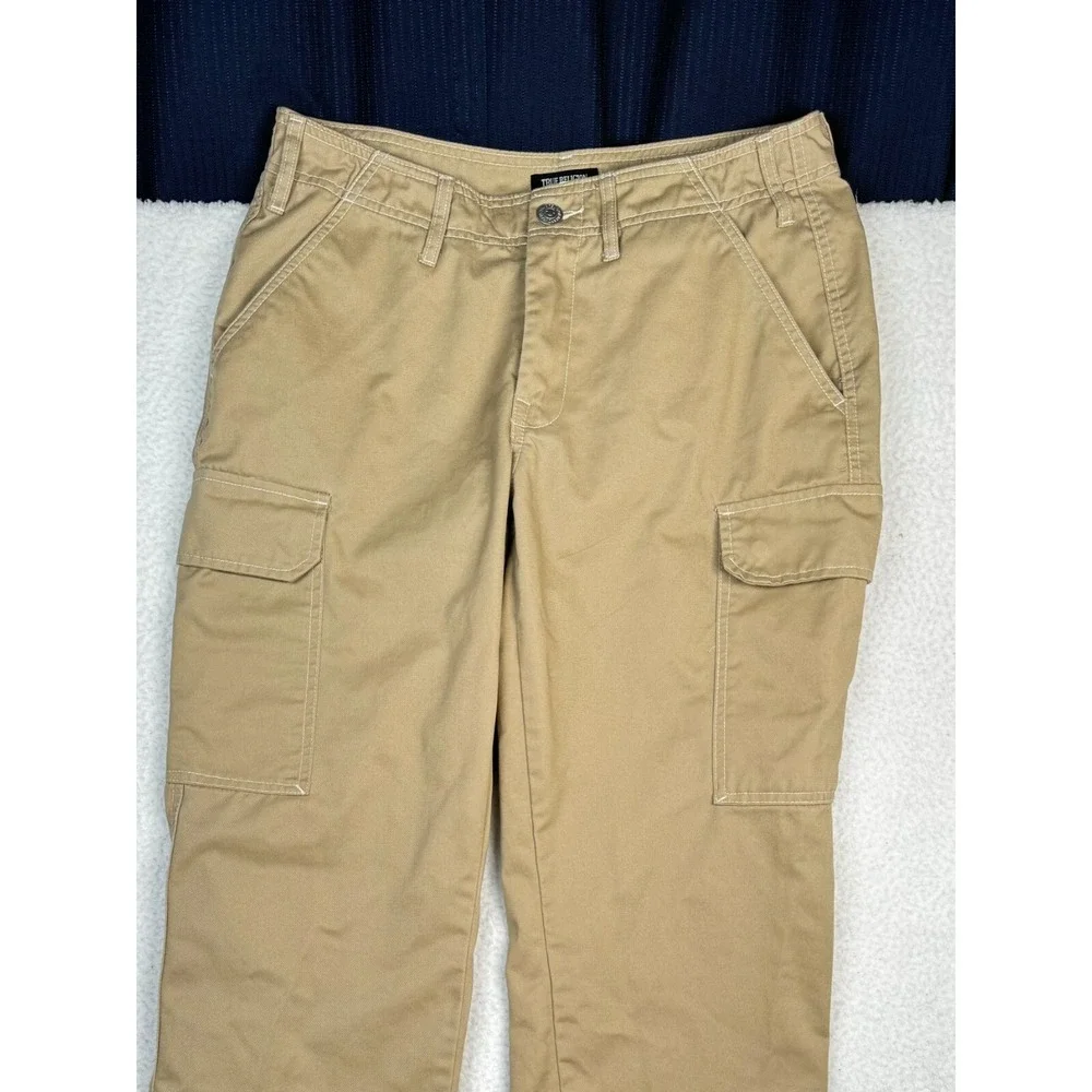 True Religion Cargo Pants Mens 32 Fits 33x32 Khaki Straight Leg Regular Classic